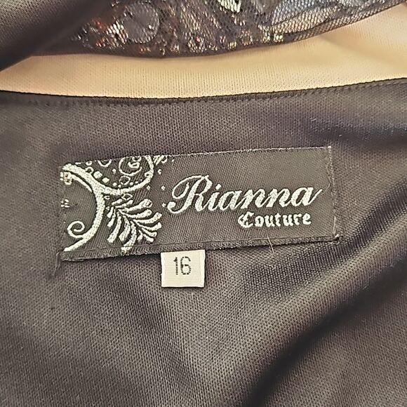 Rianna Couture Women's Formal Beaded Maxi Dress With Front Slit Size 16 Black - Picture 7 of 16